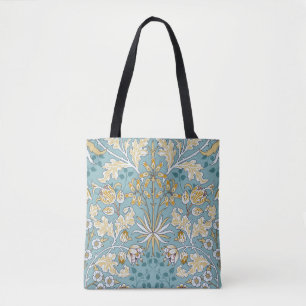 Vintage flowers and foliage seamless pattern on li tote bag
