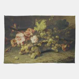 Vintage flowers and grapes Margaretha Roosenboom Kitchen Towel