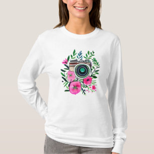 Vintage Flowers and Retro Camera Personalized T-Shirt