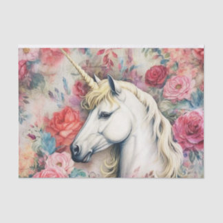 Vintage Flowers and unicorn Tissue Paper