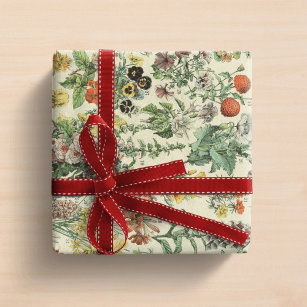 Vintage Flowers Antique Botanical Floral Wrapping Paper
