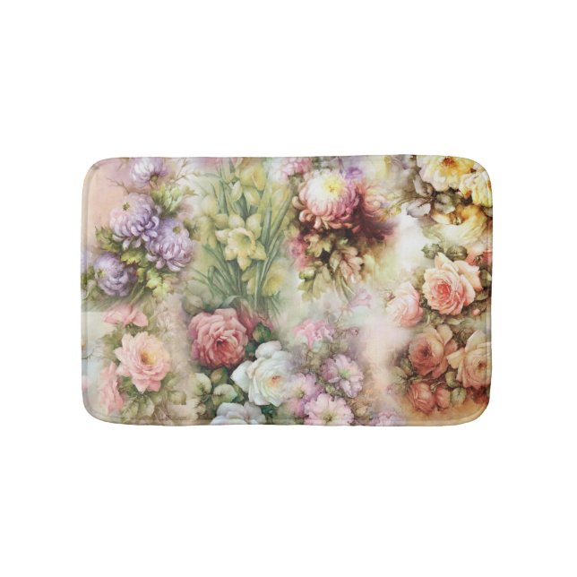 Vintage Flowers Bath Mat (Front)