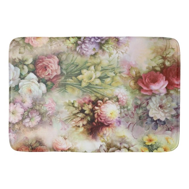 Vintage Flowers Bath Mat (Front)
