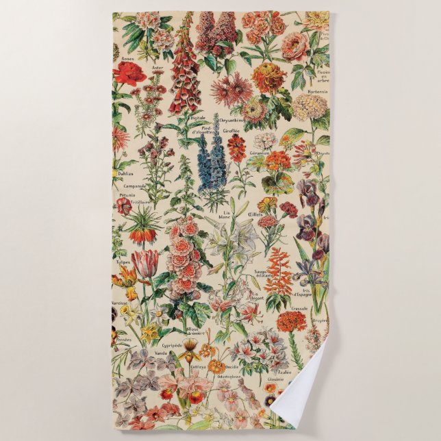 Vintage Flowers Beach Towel (Front)