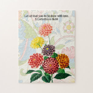 Vintage Flowers Bouquet Faith Puzzle