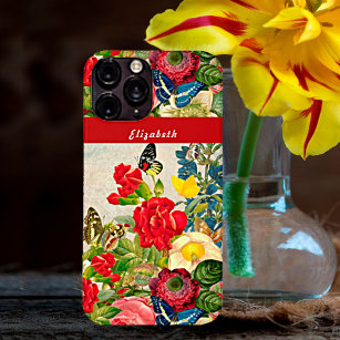 Vintage Flowers Butterflies Floral Garden Add Name iPhone 12 Pro Max Case