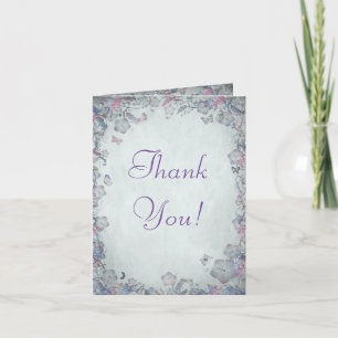Vintage Flowers & Butterfly's Wedding Thank You Card