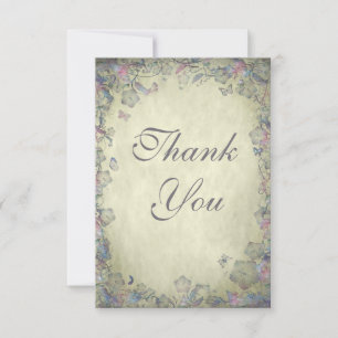Vintage Flowers & Butterfly's Wedding Thank You Card