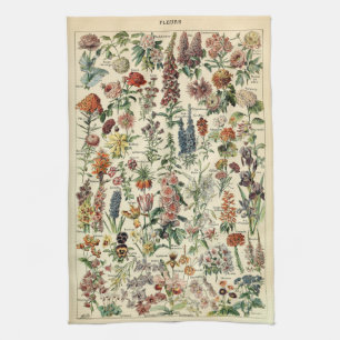 Vintage Flowers by Adolphe Millot Kitchen Towel