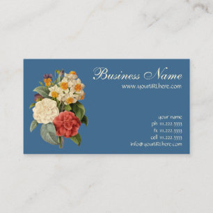 Vintage Flowers, Camellias and Narcissus, Redoute Business Card