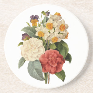 Vintage Flowers, Camellias and Narcissus, Redoute Coaster