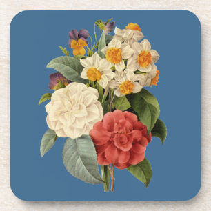 Vintage Flowers, Camellias and Narcissus, Redoute Coaster