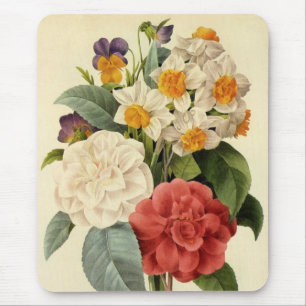 Vintage Flowers, Camellias and Narcissus, Redoute Mouse Pad