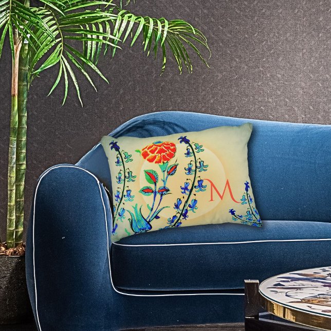 Vintage Flowers Carnation Tulips Monogrammed   Accent Pillow (Creator Uploaded)