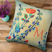 Vintage Flowers Carnation Tulips Monogrammed