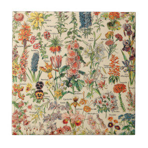 Vintage Flowers Ceramic Tile