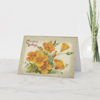 Vintage Flowers Christmas Greetings Card
