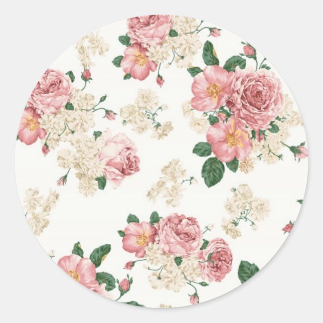 Vintage Flowers Classic Round Sticker (Front)