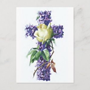 Vintage Flowers Cross Postcard