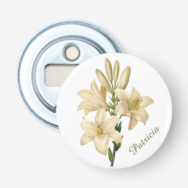 Vintage Flowers custom monogram bottle opener 1 (Front)