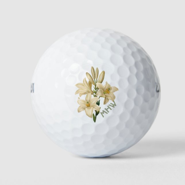 Vintage Flowers custom monogram golf balls 1 (Front)