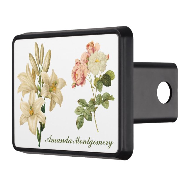 Vintage Flowers custom monogram hitch covers (Left)