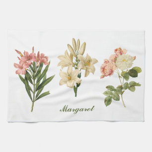 Vintage Flowers custom monogram kitchen towel