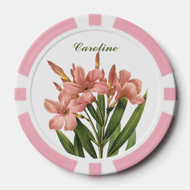 Vintage Flowers custom monogram poker chips 3 (Front)