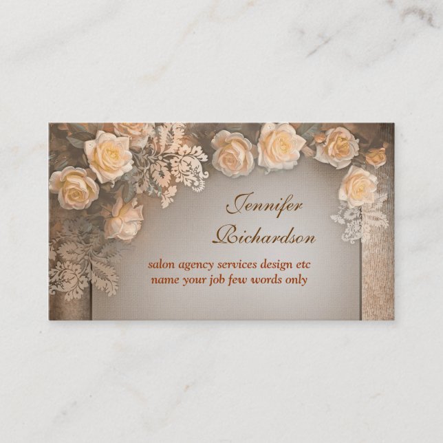 vintage flowers elegant business cards design (Front)
