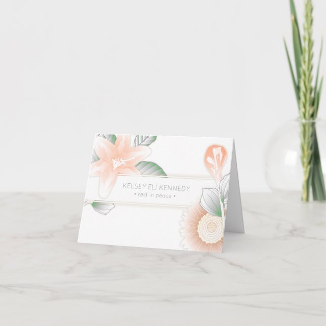 vintage flowers elegant funeral card (Front)