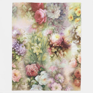 Vintage Flowers Fleece Blanket