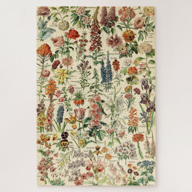 Vintage Flowers Floral Botanical Chart Jigsaw Puzzle (Vertical)