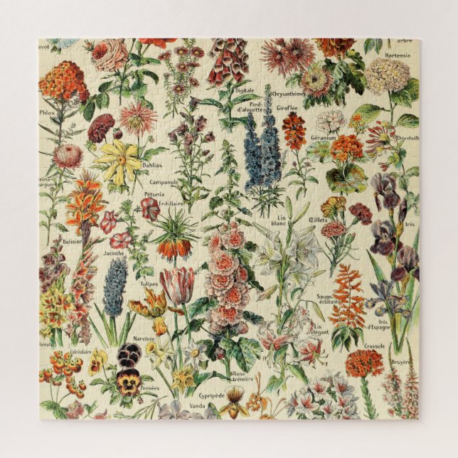 Vintage Flowers Floral Botanical Chart Jigsaw Puzzle (Vertical)