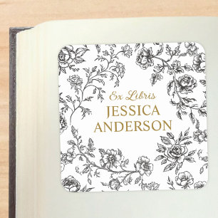 Vintage Flowers Floral Ex Libris Bookplate Sticker