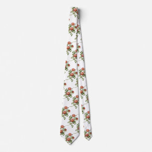 Vintage Flowers Floral Red Rose of Love by Redoute Tie