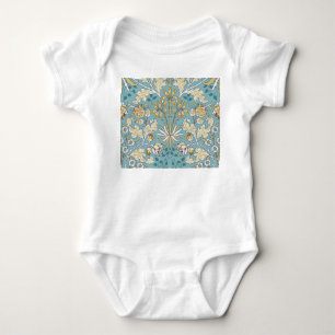 Vintage flowers, foliage seamless light blue patte baby bodysuit