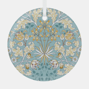 Vintage flowers, foliage seamless light blue patte glass ornament