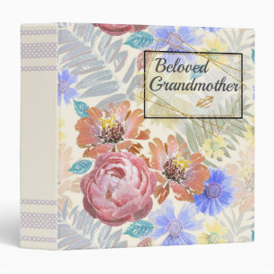 Vintage flowers, for grandma, stylish, retro 3 rin binder
