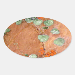 vintage flowers G. Caillebotte Nasturces Oval Sticker