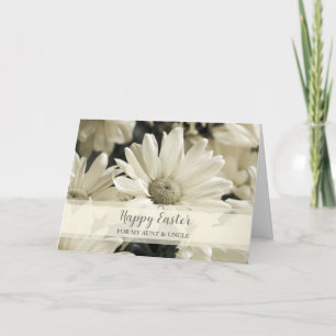 Vintage Flowers Happy Easter Aunt and Uncle Holiday Card