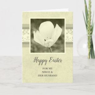 Vintage Flowers Happy Easter Niece and Her Husband Holiday Card