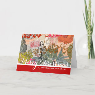 Vintage Flowers Hula Colourful Hawaiian Tropical Holiday Card