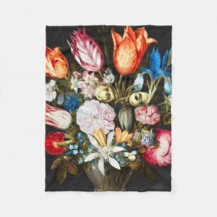 Vintage Flowers in a Glass by  Ambrosius Bosschaer Fleece Blanket