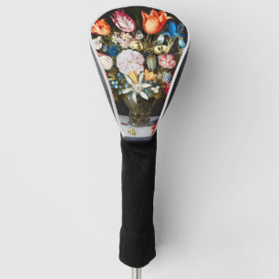 Vintage Flowers in a Glass by  Ambrosius Bosschaer Golf Head Cover