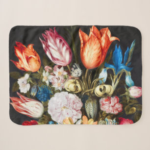 Vintage Flowers in a Glass by Ambrosius Bosschaer Sherpa Blanket