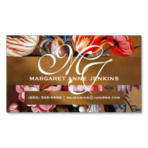Vintage Flowers in a Vase   Monogrammed Magnet