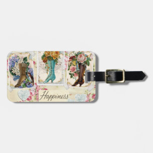 Vintage Flowers in Boots Luggage Tag