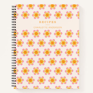 Vintage Flowers in Orange Personalized Recipe  Notebook