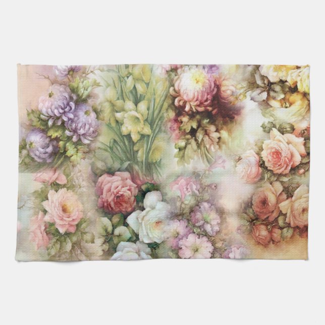 Vintage Flowers Kitchen Towel (Horizontal)