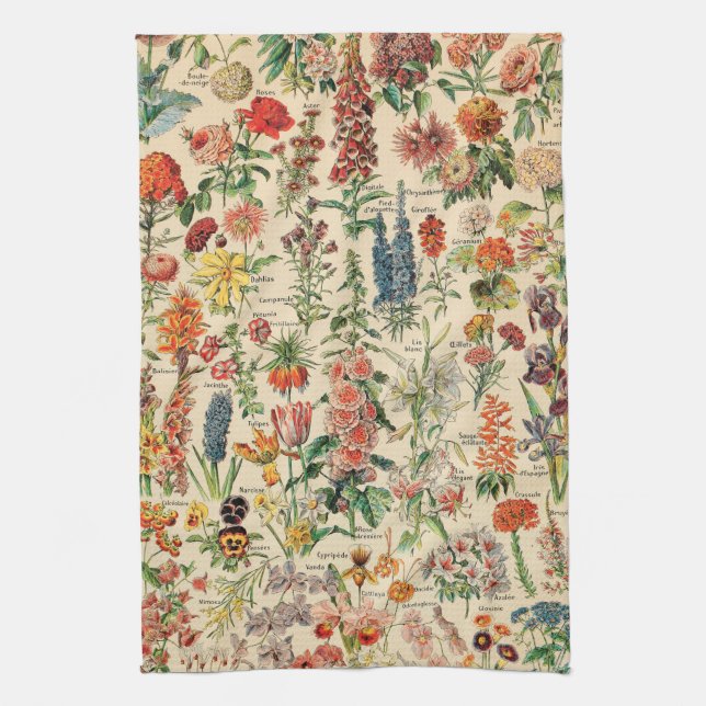 Vintage Flowers Kitchen Towel (Vertical)